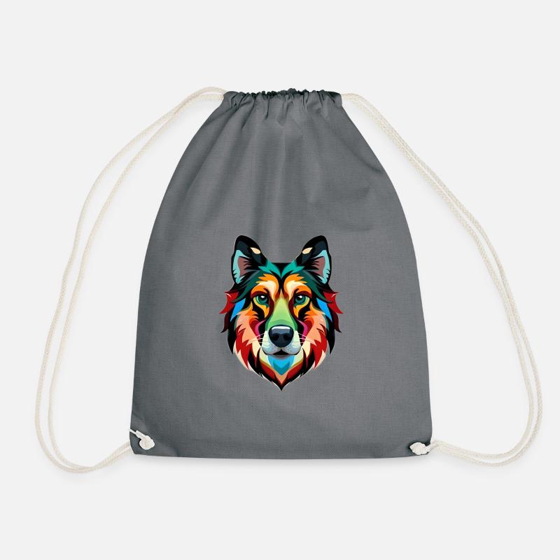 Multicolored Dog - Drawstring Bag - grey