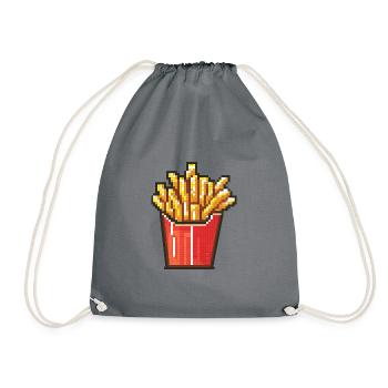 French fries pixel icon - Drawstring Bag - grey - Front