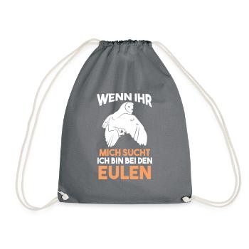 Wald Wildtier Eulen - Turnbeutel - Grau - Vorne