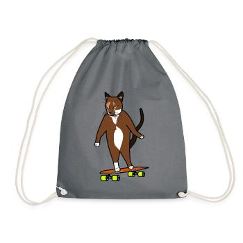 Longboard Cat Bored Skating Cat - Sac de sport léger - gris - Devant