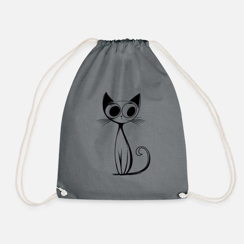 RetroCat Noir - Turnbeutel - Grau
