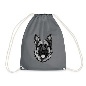 German Shepherd Dog Head Portrait Animal - Drawstring Bag - grey - Front