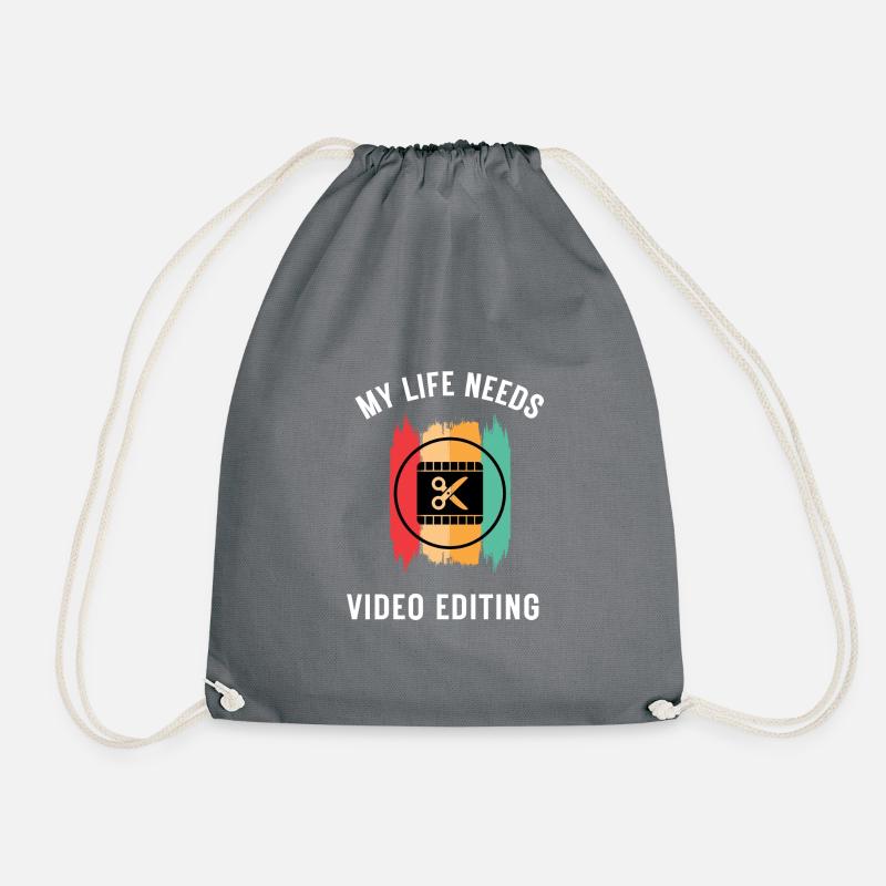 Video Editing Gift for Cutter - Drawstring Bag - grey