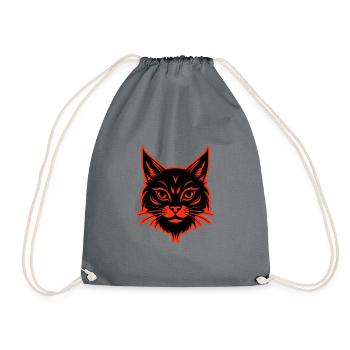 Cat Head - Drawstring Bag - grey - Front
