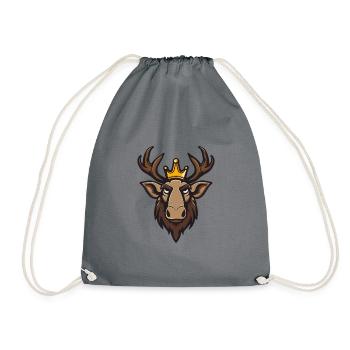 Moose Head Crown - Drawstring Bag - grey - Front
