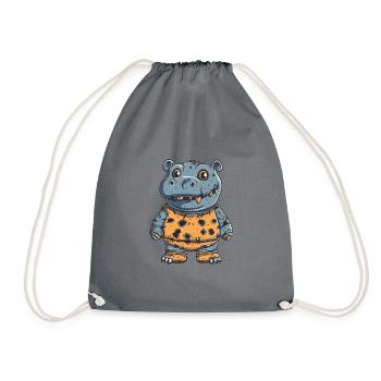 Hippopotame Halloween Bande dessinée drôle - Sac de sport léger - gris - Devant