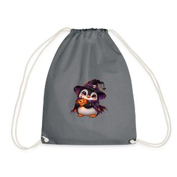 Halloween-Pinguinpinguin - Turnbeutel - Grau - Vorne