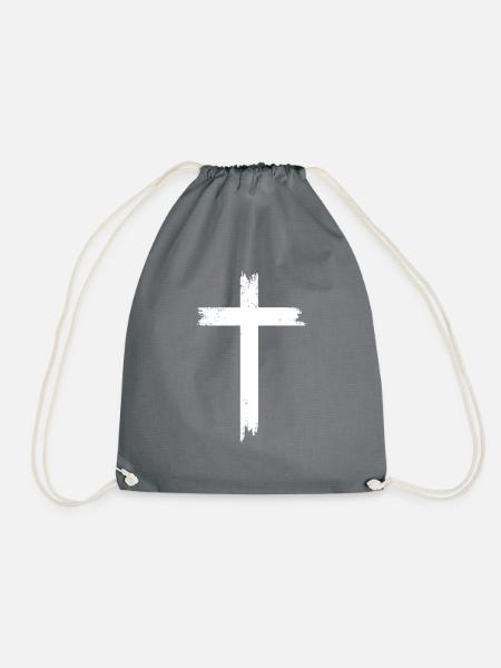 Christlicher Glaube Jesus Kreuz Geschenk - Turnbeutel - Grau
