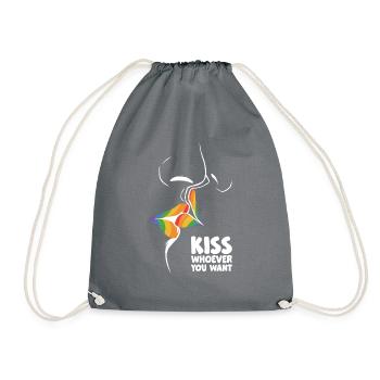Kiss Whoever You Want Lesbian Pansexual Diversity - Turnbeutel - Grau - Vorne