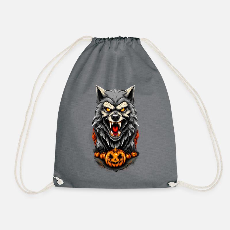 Halloween Wolf - Turnbeutel - Grau