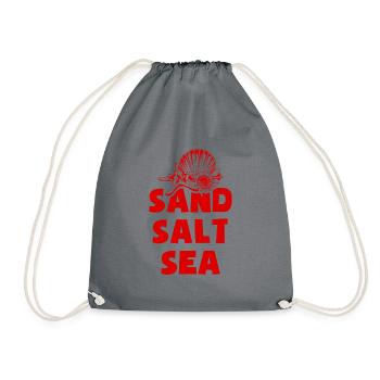 Sand Strand Meer Salz Urlaub Sommer - Turnbeutel - Grau - Vorne