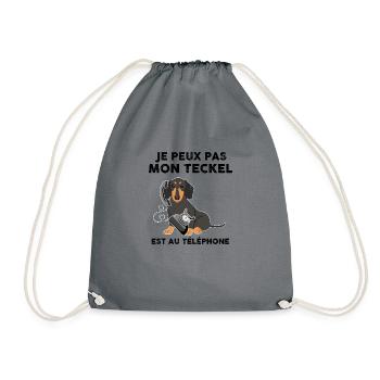Humour Chien teckel téléphone - Sac de sport léger - gris - Devant