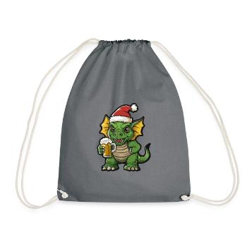 Dinosaurier triceratops Bier Xmas Weihnachten - Turnbeutel - Grau - Vorne