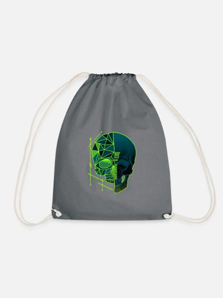 Minimal EDM Skull Polygon - Turnbeutel - Grau
