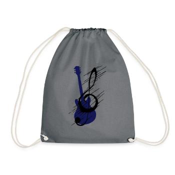Distorted note key and guitar - Drawstring Bag - grey - Front