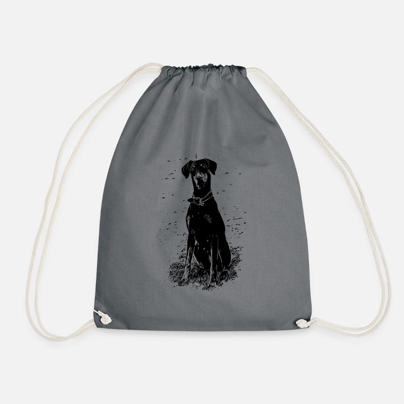 Doberman dogs - Drawstring Bag - grey