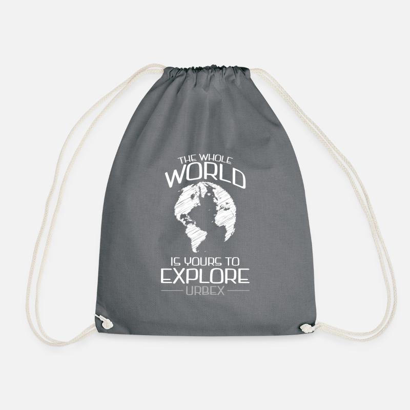 Lost Place Globe - Drawstring Bag - grey