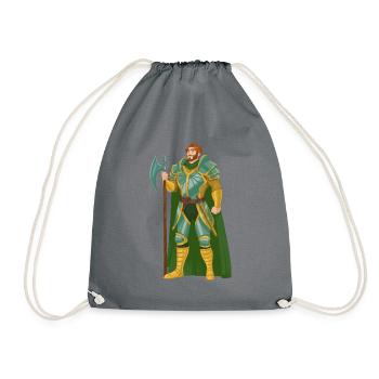 Warrior Red Hair Green Gold Knight Middle Ages - Drawstring Bag - grey - Front