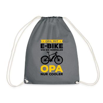 Radfahrer Opa Mit E-Bike Wie Eine Normale Opa Nur - Turnbeutel - Grau - Vorne