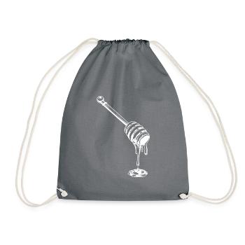 honey honey spoon beekeeper - Drawstring Bag - grey - Front