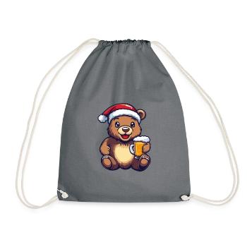 Bear Beer Xmas Christmas - Drawstring Bag - grey - Front