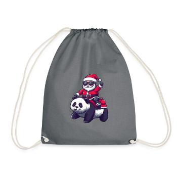 Panda Santa Claus - Drawstring Bag - grey - Front