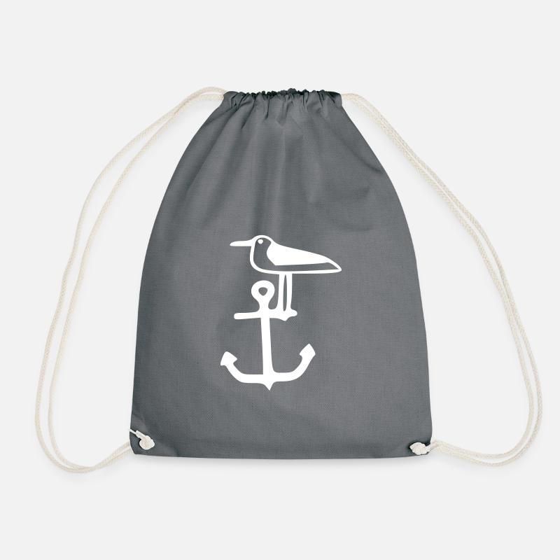 Seagull on anchor - Drawstring Bag - grey