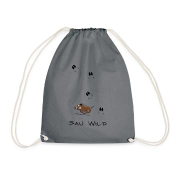 Wildschwein Sau Wild rennen cooles Kids Geschenk - Turnbeutel - Grau - Vorne