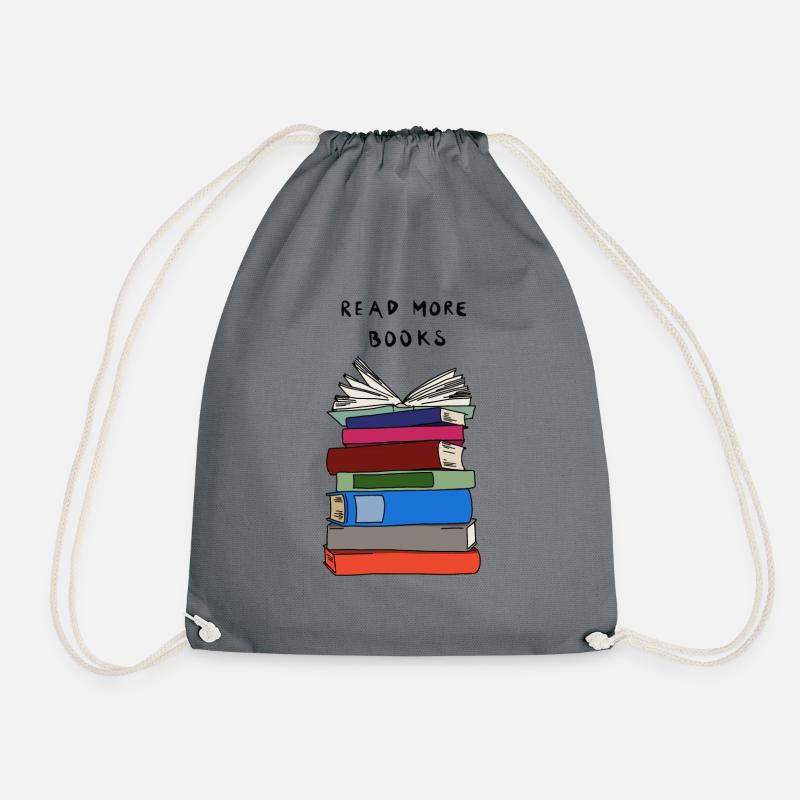 Read more Books - Bücherstapel - Turnbeutel - Grau
