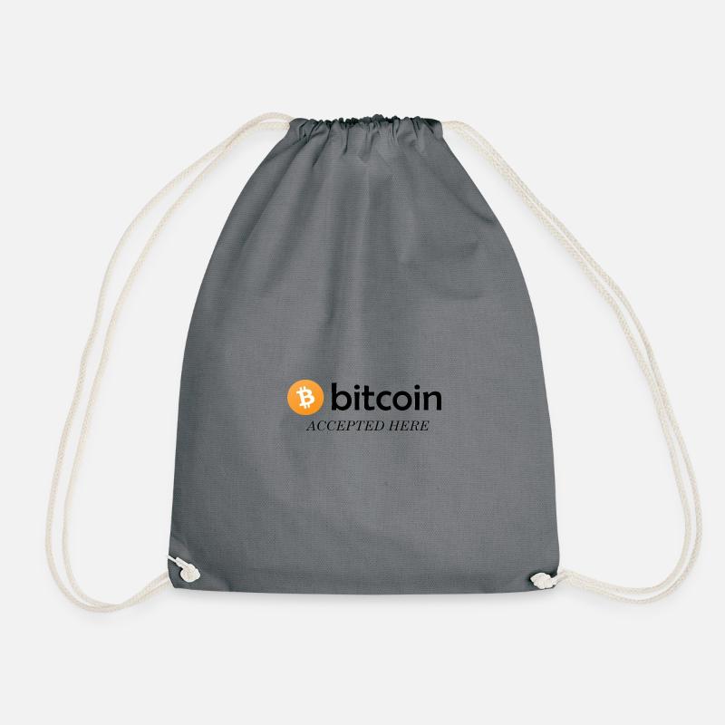 Bitcoin Accepted Here - Drawstring Bag - grey