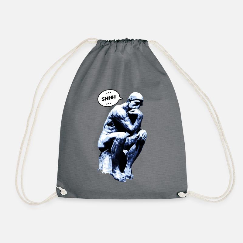 thinker - Drawstring Bag - grey