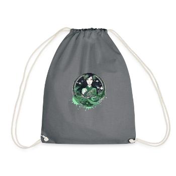 manga,anime, woman, green eyes, gothic - Drawstring Bag - grey - Front
