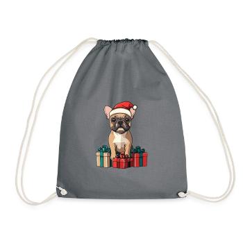 Bouledogue Français Chien Noël - Sac de sport léger - gris - Devant