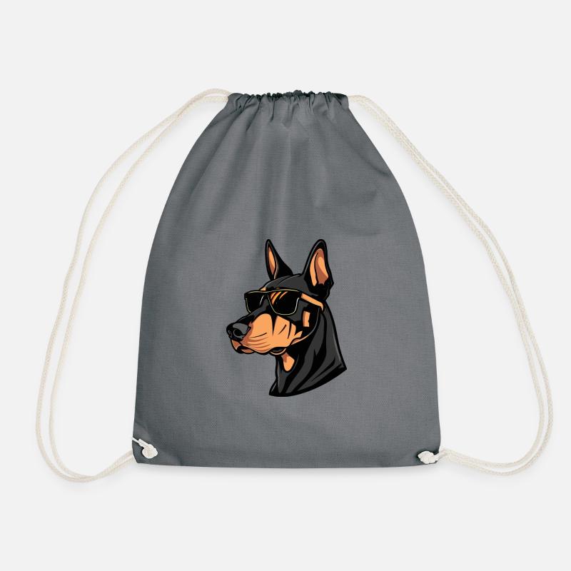 Dobermann Hund Tier - Turnbeutel - Grau