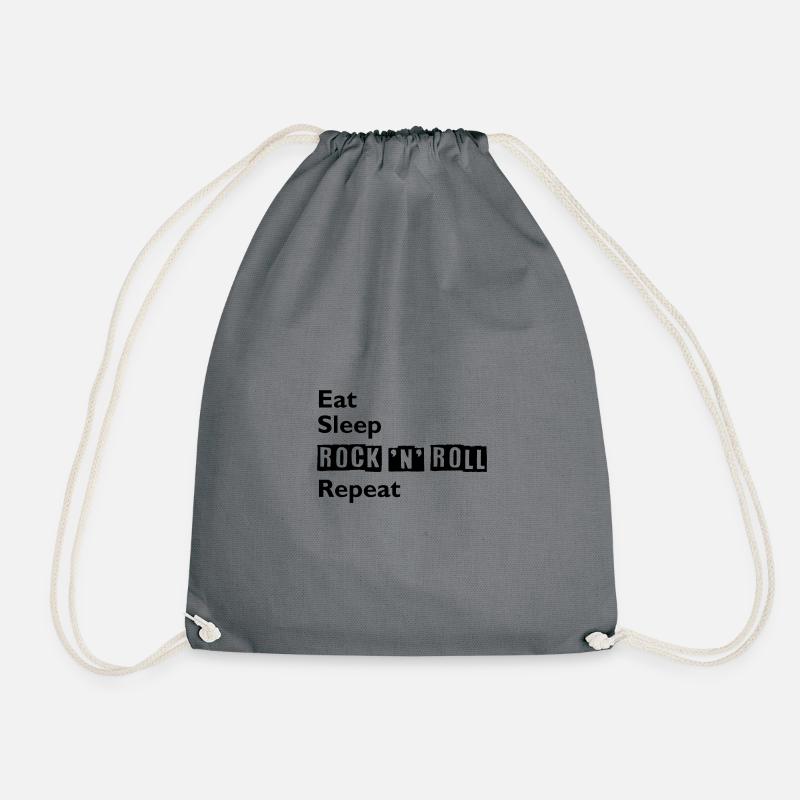 Eat - Sleep - Rock 'n' Roll - Repeat - Drawstring Bag - grey