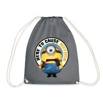 Minions Here To Cause Mayhem Mit Minion - Turnbeutel - Grau - Vorne