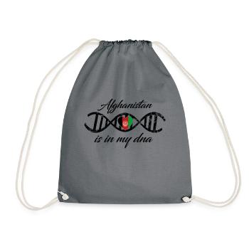 love my dns dna land country Afghanistan - Drawstring Bag - grey - Front
