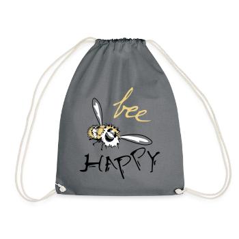 bee happy - Drawstring Bag - grey - Front