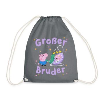 Peppa Pig Design Großer Bruder Schorsch Mit Evie - Turnbeutel - Grau - Vorne