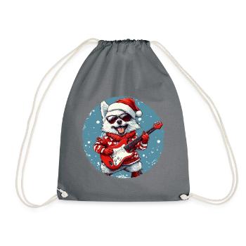 Akita Hund Weihnachten Rocker Gitarre - Turnbeutel - Grau - Vorne