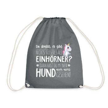 Einhorn vs Hund - Turnbeutel - Grau - Vorne