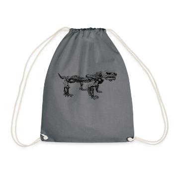 Dinosaurier Skelett Shirt Geschenk - Turnbeutel - Grau - Vorne
