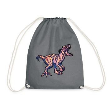 Fête d’anniversaire colorée T-Rex Dinosaur Dino pour enfants - Sac de sport léger - gris - Devant