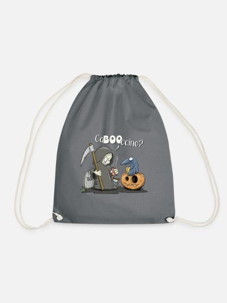 Ca-BOO-ccino? Gevatter Tod Cappuccino Wortspiel - Turnbeutel - Grau