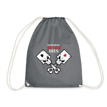 Oldschool skull piston for motorcyclists - Drawstring Bag - grey - Front
