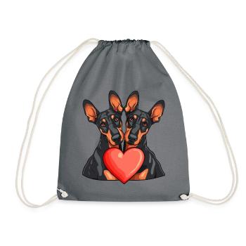 Doberman Bande Dessinée Couple Amour - Sac de sport léger - gris - Devant