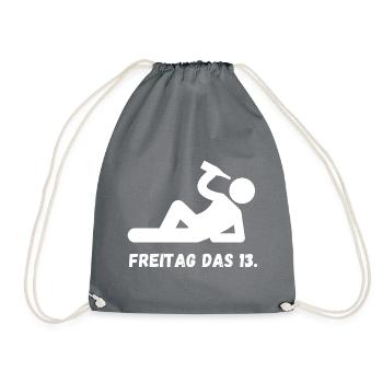Freitag das 13 Lustiger Spruch Party Damen Herren - Turnbeutel - Grau - Vorne