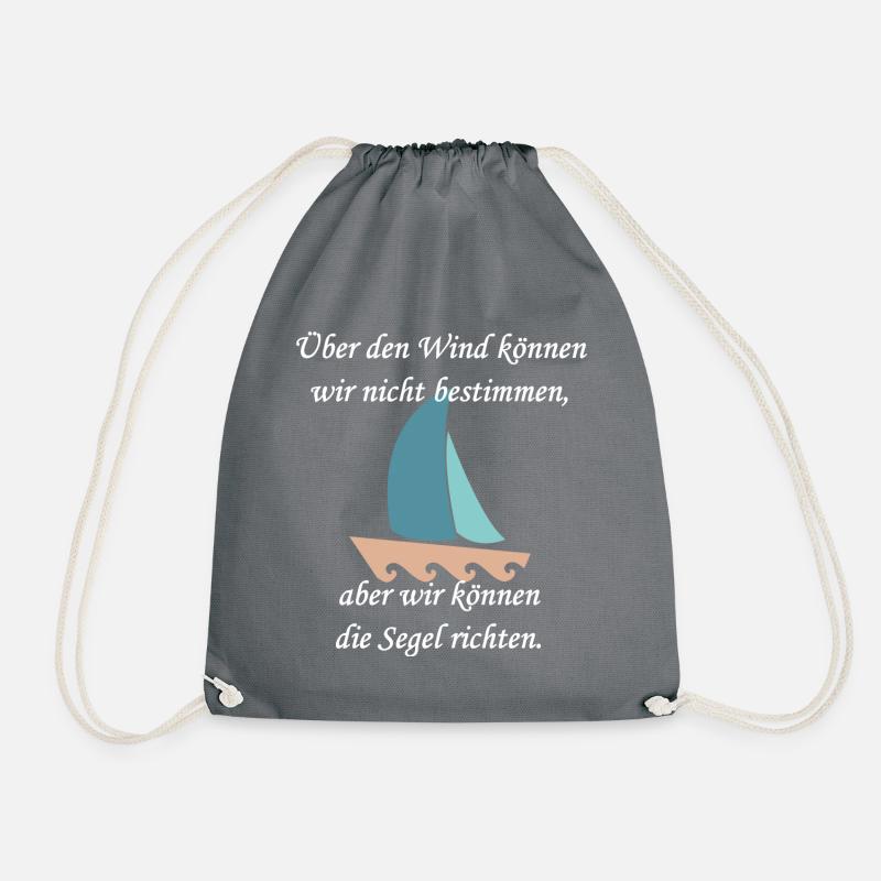 cooler Segelspruch - Turnbeutel - Grau