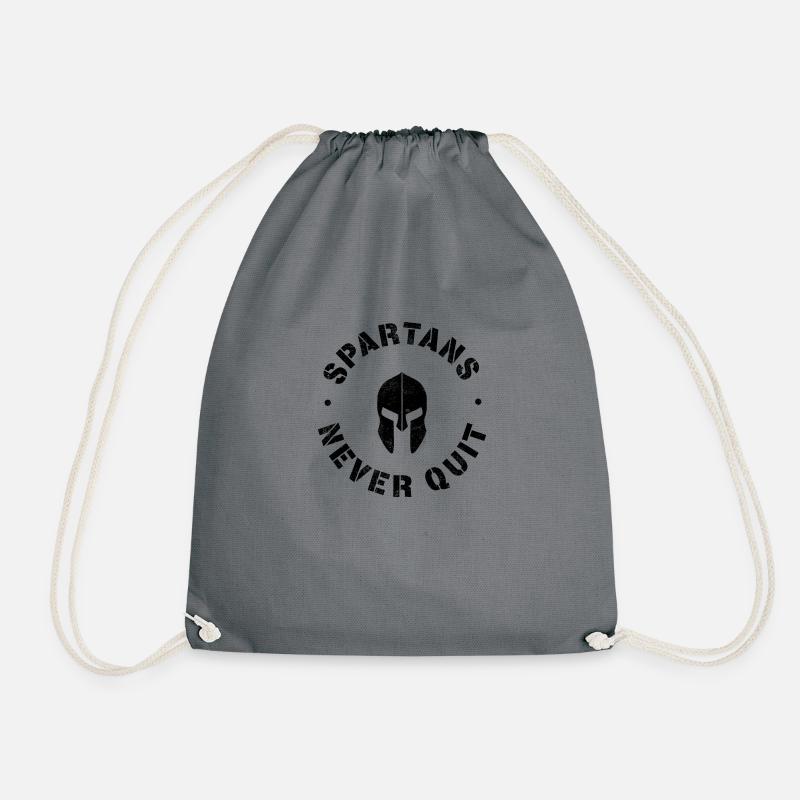 Spartans never quit black - Drawstring Bag - grey