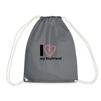 I Love My Boyfriend - Boyfriend Gift Girlfriend - Drawstring Bag - grey - Front